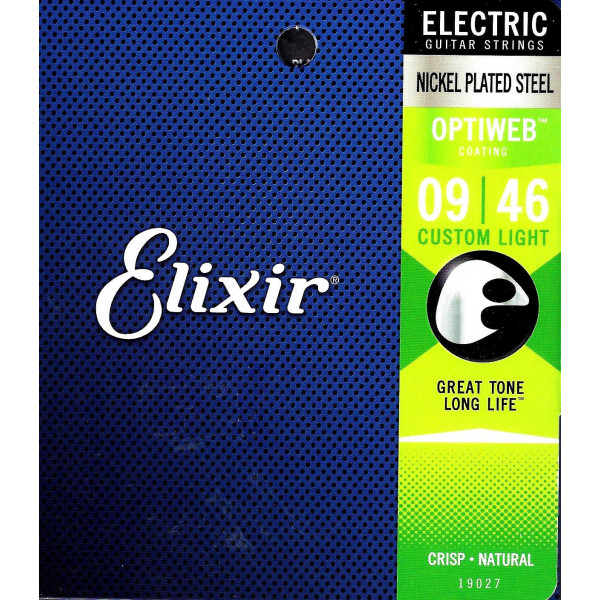 Elixir E-Gitarrensaiten Custom Light mit nickelbeschichteter Stahl-Wicklung und OPTIWEB-Beschichtung