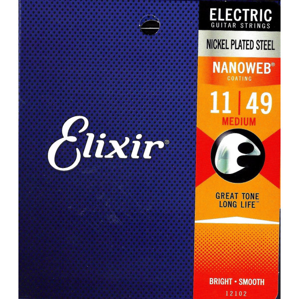 Elixir E-Gitarrensaiten Medium mit nickelbeschichteter Stahl-Wicklung und NANOWEB-Beschichtung