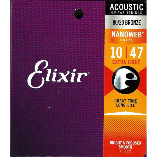 Elixir Extra Light 80/20 Bronze Akustikgitarrensaiten mit NANOWEB-Beschichtung