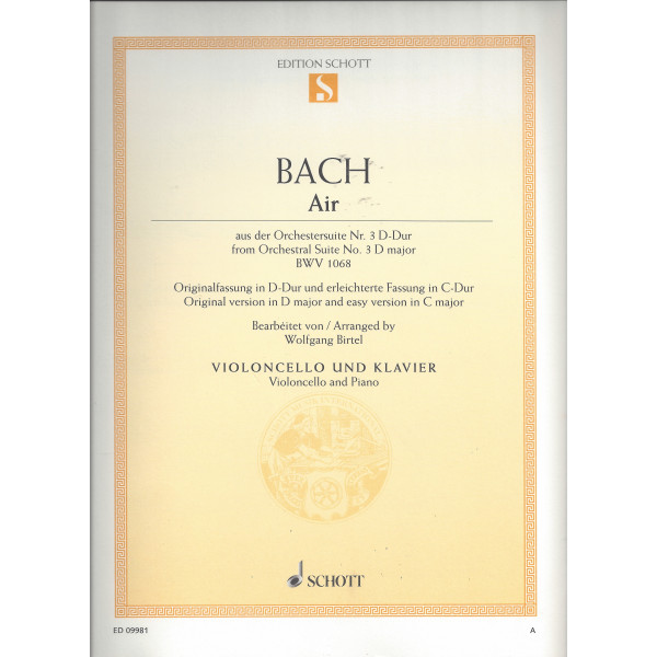 Bach - Air (Orchestersuite 3 D-Dur BWV1068) für Cello