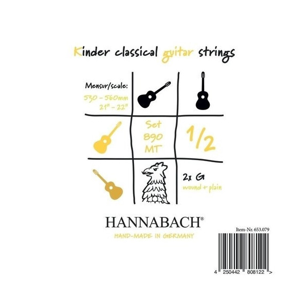 Hannabach Klassikgitarre-Saiten Serie 890 1/2 Kindergitarre Mensur: 53 - 56