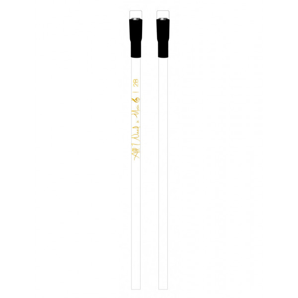 Bleistift ''All I Need is Music'' 2B/magnetisch Weiß/Gold