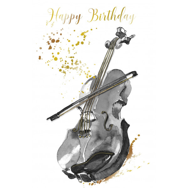 Doppelkarte "Happy Birthday" mit Violine